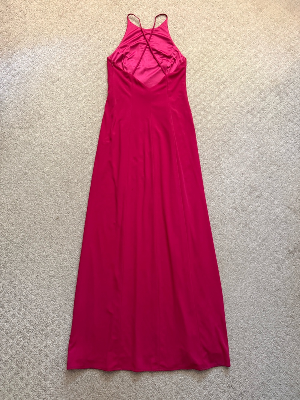 Fuchsia Pink Floral Embroidered Maxi Dress Beaded Gown Formal High Neck Formal 6 - Picture 6 of 11